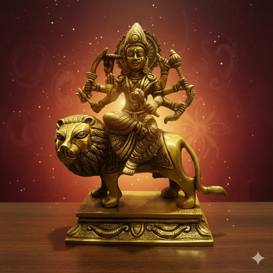 Brass Durga Mata Idol – 9 Inch | Premium Handcrafted Statue for Pooja & Home Decor