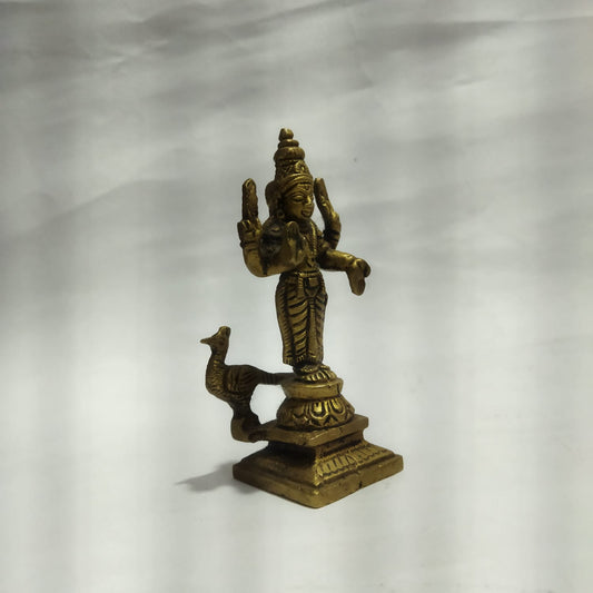 Majestic Murugan Swami Brass Idol (4-inch) | Kartikeya Statue