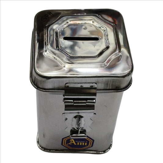 Stainless Steel Piggy Bank, Money Box for Saving Money for Kids Pressing