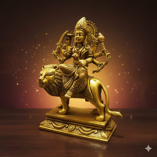 Brass Durga Mata Idol – 9 Inch | Premium Handcrafted Statue for Pooja & Home Decor