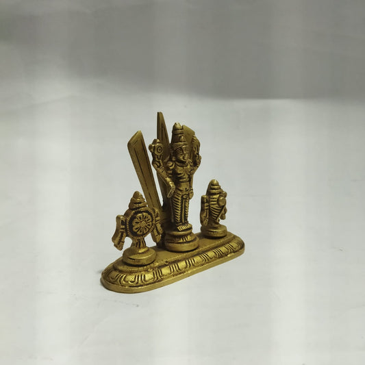 Sacred Sankh Chakra Namam Brass Idol (3.5-inch) | Tirupati Balaji Blessings