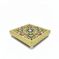 PujaHome Wooden Chowki / Puja Bajot for Home &amp; Office Décor (6x6 Inch – Small)