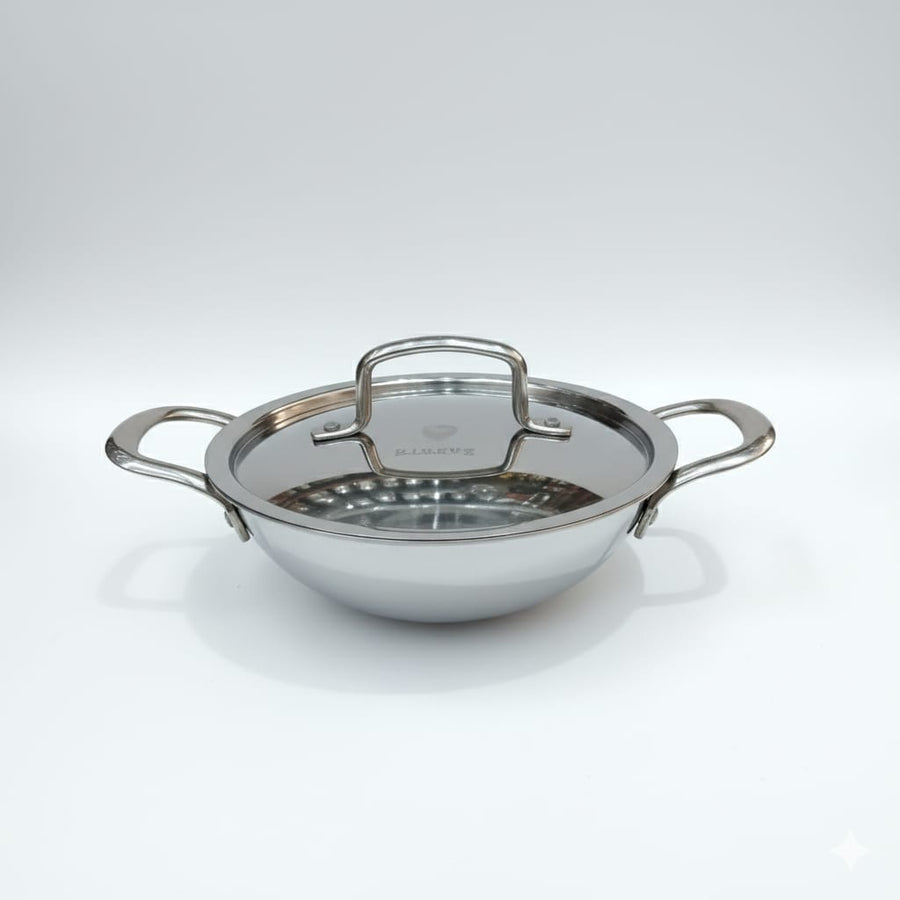 Virtue 18 cm Triply Kadai with SS Lid (1.3 Litre)