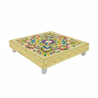 PujaHome Wooden Chowki / Puja Bajot for Home &amp; Office Décor (6x6 Inch – Small)