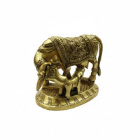 Kamdhenu Cow With Calf Brass Sculpture – Divine Prosperity &amp; Blessings for Your Home