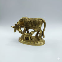 Kamdhenu Cow With Calf Brass Sculpture – Divine Prosperity &amp; Blessings for Your Home