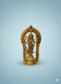 Brass Murugan Swami Idol – 10 Inch | Traditional Arch Frame | 2.4 kg