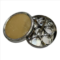 Premium Stainless Steel Masala Dabba with Glass Lid – 7 Containers & Spoon