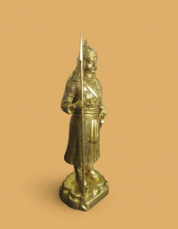 Brass Standing Maharana Pratap, Yellow, 7 x 5 x 9 Inch (L x W x H)for Home Office Mandir Decor Gift Items Collectible Handicraft Art