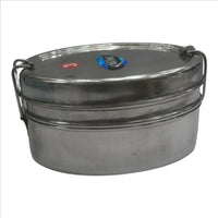 Stainless Steel Food Carrier Oval Double Lunch Box/Tiffen Box Medium - 1 Unit