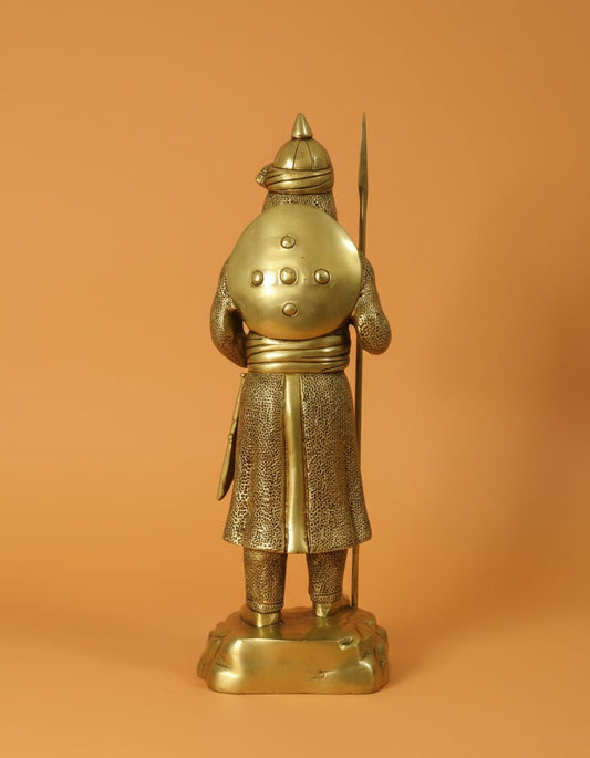Brass Standing Maharana Pratap, Yellow, 7 x 5 x 9 Inch (L x W x H)for Home Office Mandir Decor Gift Items Collectible Handicraft Art