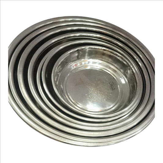Heavy Duty Stainless Steel Plate Set (6 Pc) for Home & Gifting