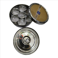Premium Stainless Steel Masala Dabba with Glass Lid – 7 Containers & Spoon
