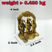 Shree Ram Darbar Brass Antique Pooja Decorative Figurine (4 × 2 × 3.5 Inch)