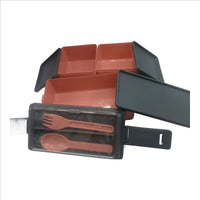 MARMORIS ECOM Plastic Lunch Box, 1400ml Bento Box with Spoon & Fork, Stackable 2 Layer with 3-Compartment