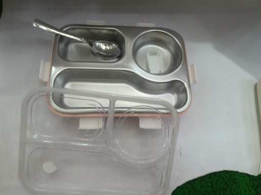 Leak Proof Airtight Unbreakable Lid BPA Free Ceelik Trio NX Insulated Lunch Tiffin Box, 1 Steel Spoon 3 Compartment Lunch Box