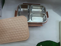 Trueware Crest Lunch Box 2 Compartment Stainless Steel, 580 ML