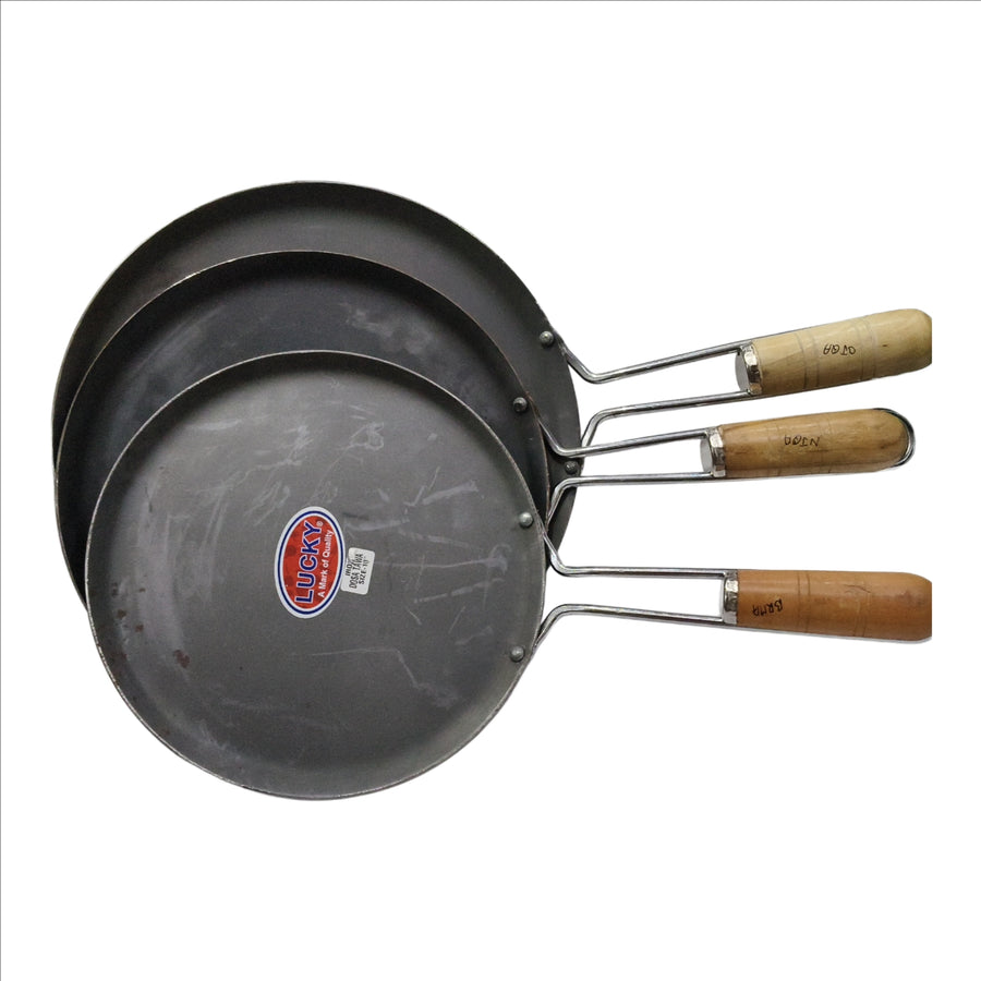 Iron Tawa With Double Nails And Wooden Handle For Healthy And Hassle-Free Cooking Of Roti, Chapati, Paratha, And Fulka - Made In India