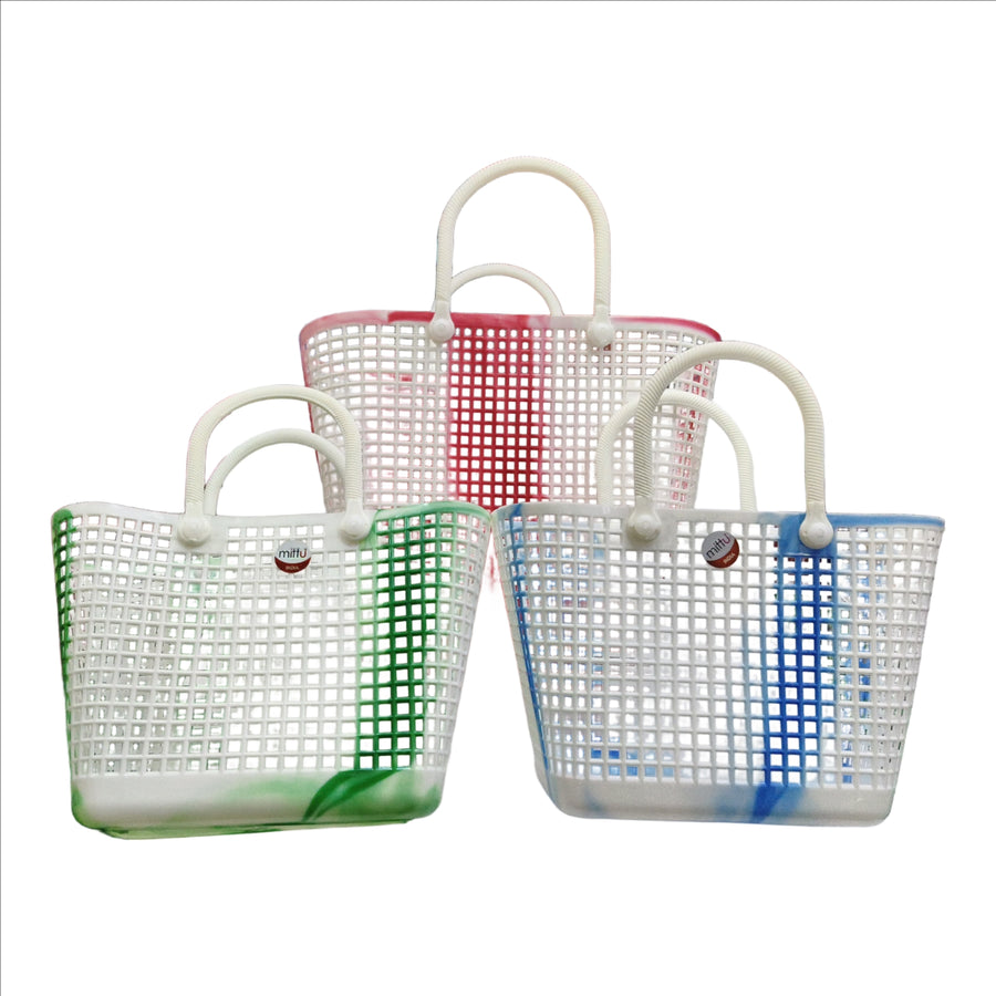 PP Plastic Storage Big Hand Basket Easy to Carry Fruit and Vegetable Storage Big Hand Basket (Medium size)