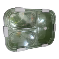 3-Compartment Leak-Proof Lunch Box Container with Secure Locking Clips, Blue