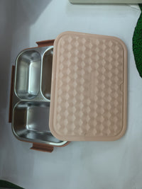 Trueware Crest Lunch Box 2 Compartment Stainless Steel, 580 ML