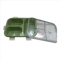 3-Compartment Leak-Proof Lunch Box Container with Secure Locking Clips, Blue