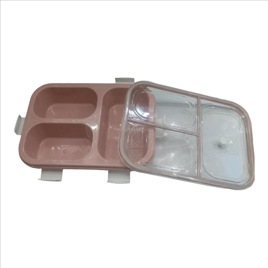 3-Compartment Leak-Proof Lunch Box Container with Secure Locking Clips, Blue