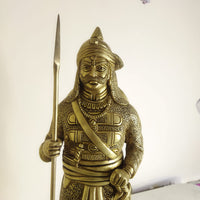 Brass Standing Maharana Pratap, Yellow, 7 x 5 x 9 Inch (L x W x H)for Home Office Mandir Decor Gift Items Collectible Handicraft Art