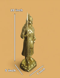 Brass Standing Maharana Pratap, Yellow, 7 x 5 x 9 Inch (L x W x H)for Home Office Mandir Decor Gift Items Collectible Handicraft Art
