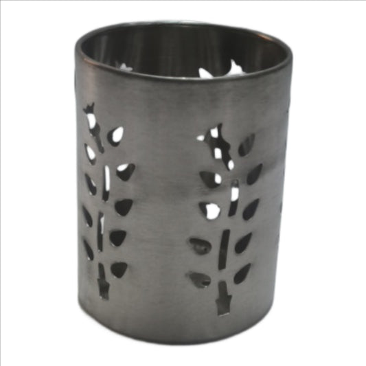 Stainless Steel Leaf Hole Cutlery Holder, Spoon Holder, Pen Holder, Brush Stand (Round)