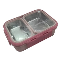 Lunch Box 2 Compartment Insulated Lunch Box Stainless Steel Tiffin Box for Boys, Girls, School & Office Lunch Box, Leak Proof Seal Proof Lunch Box, Random Color as per Availability, Pack of 1