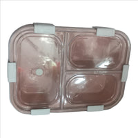 3-Compartment Leak-Proof Lunch Box Container with Secure Locking Clips, Blue