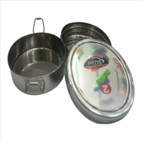 Stainless Steel Food Carrier Oval Double Lunch Box/Tiffen Box Medium - 1 Unit