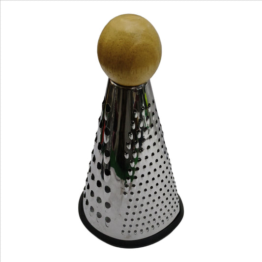 Cone Parmesan Cheese Grater – Stainless Steel Multi-Function Handheld Vegetables Grater with Wooden Handle & Non-Slip Base
