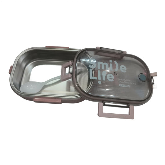 Stainless Steel Square Shape Lunch Box Leakproof Design Hot Insulated Tiffin Box Transparent Lid Container for School, Office for Men Women -