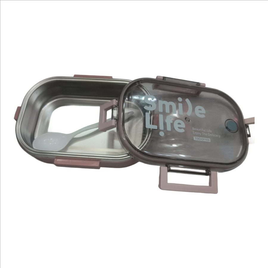 Stainless Steel Square Shape Lunch Box Leakproof Design Hot Insulated Tiffin Box Transparent Lid Container for School, Office for Men Women -