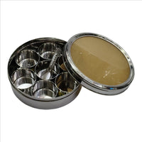 Premium Stainless Steel Masala Dabba with Glass Lid – 7 Containers & Spoon