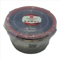 Stainless Steel Airtight Leak Proof Food Storage Container, Transparent Plastic Click-Lock Lid