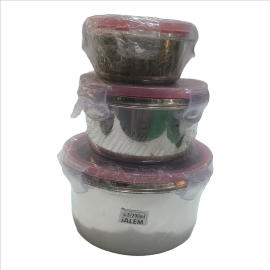 Stainless Steel Airtight Leak Proof Food Storage Container, Transparent Plastic Click-Lock Lid