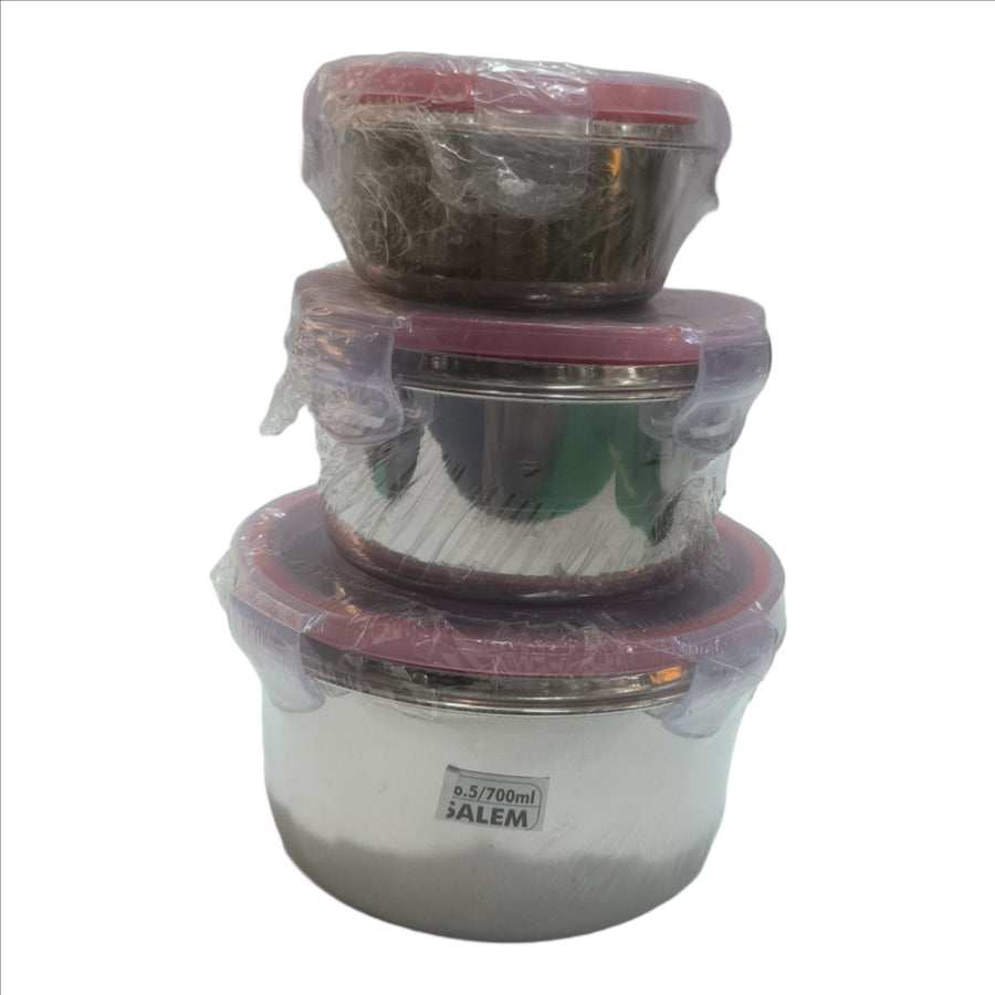 Stainless Steel Airtight Leak Proof Food Storage Container, Transparent Plastic Click-Lock Lid