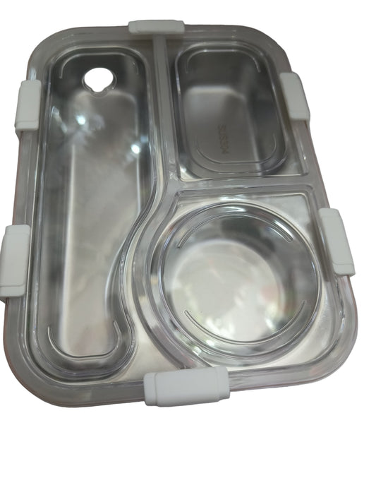 Leak Proof Airtight Unbreakable Lid BPA Free Ceelik Trio NX Insulated Lunch Tiffin Box, 1 Steel Spoon 3 Compartment Lunch Box