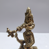 Brass Krishna Idol Playing Flute – 5.5 Inch