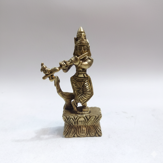 Brass Krishna Idol Playing Flute – 5.5 Inch