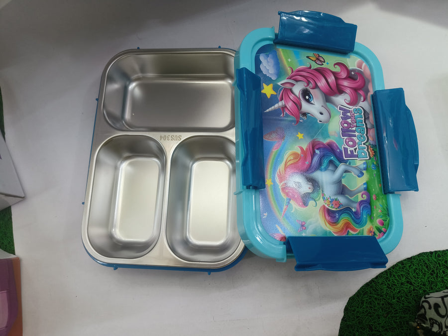 Food Addict SUS 304 Stainless Steel Lunchbox (780ml) - with 3 Compartments - Leak proof