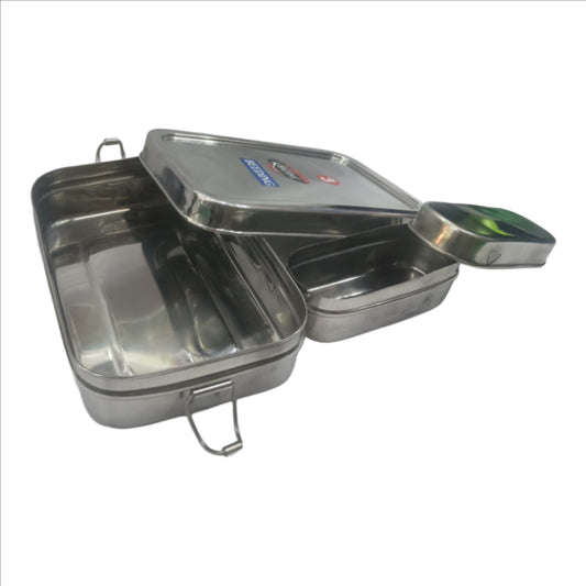 Stainless Steel Food Pack Lunch Box for School/Office, Steel Tiffin Box with Locking Clip