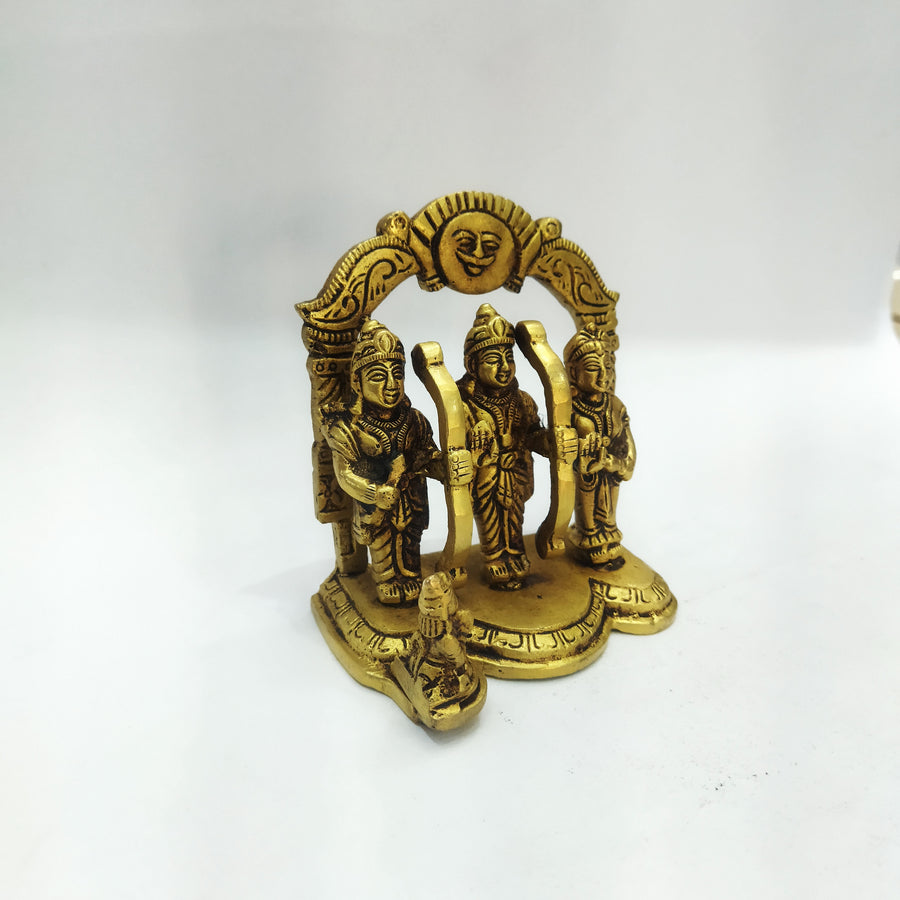 Shree Ram Darbar Brass Antique Pooja Decorative Figurine (4 × 2 × 3.5 Inch)