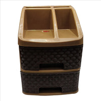 Nakoda plastic Pride Drawer 2 Layer Plastic Drawer System for Kitchen, Offices, Home, Hospitals, Schools, Doctors, Beauty Parlour, Saloons Colour Bamboo, Color May Vary, (21.4 x 17.3 x 22.4) cm