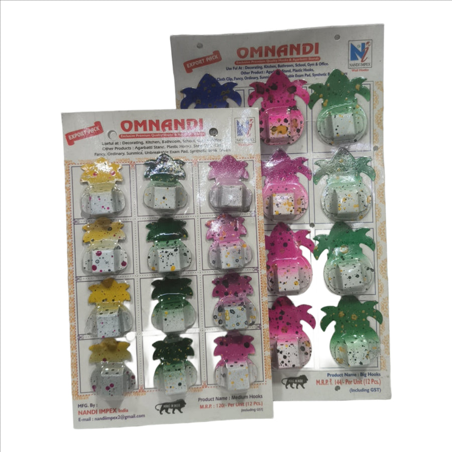 Small Wall Stick Agarbatti Stand Holder, Hook for puja, Steel | Pack of 12 | (Multi Color), Alloy Steel