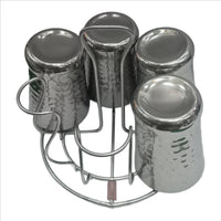 Puno Stainless Steel Glass Stand/Lotus Glass Stand/Glass Holder for Kitchen Dining Table(6 Glass Stand)