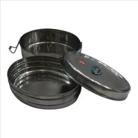 Stainless Steel Food Carrier Oval Double Lunch Box/Tiffen Box Medium - 1 Unit